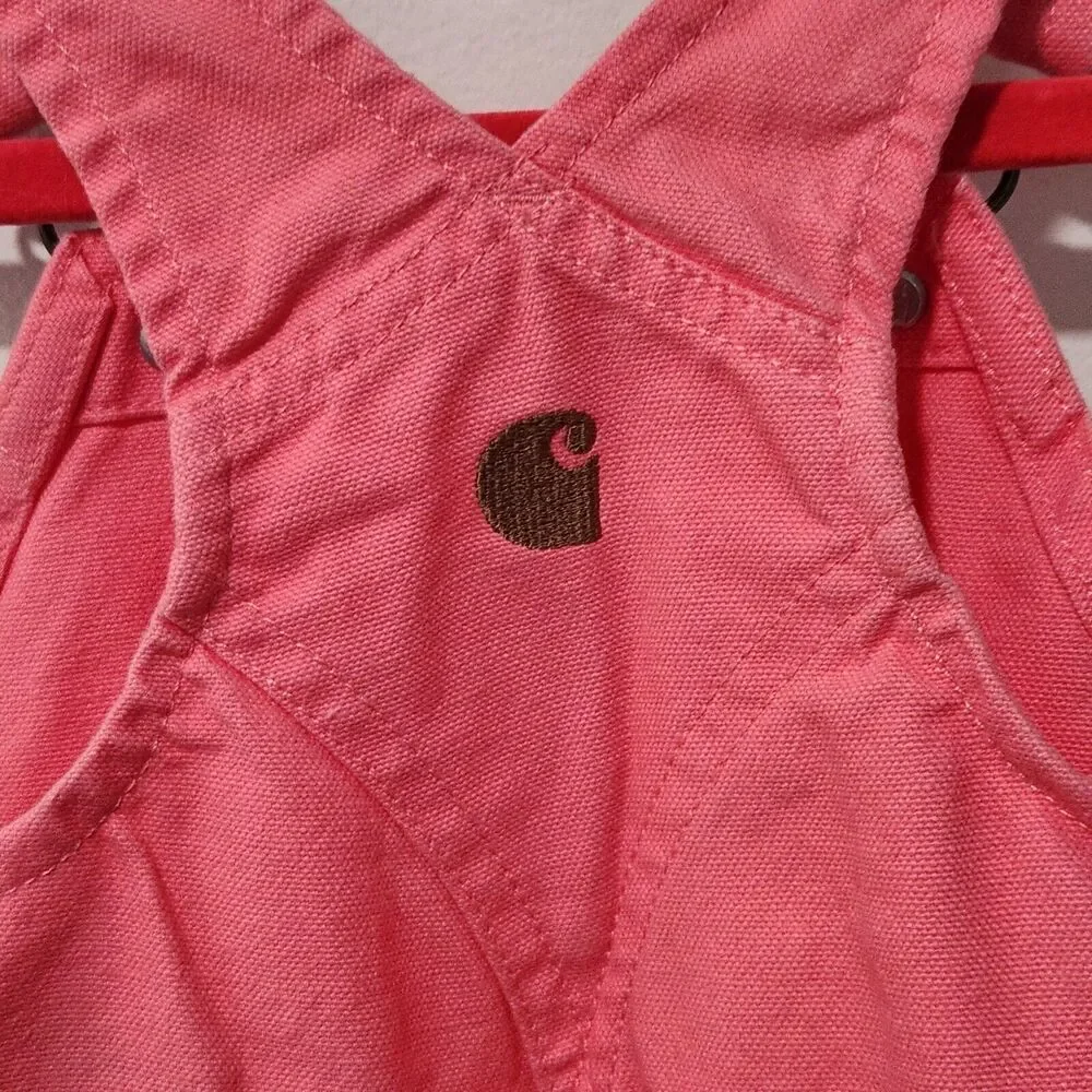 Carhartt GIRLS' LOOSE‎ FIT CANVAS BIB OVERALL OX9712-G Pink Size 9 Months